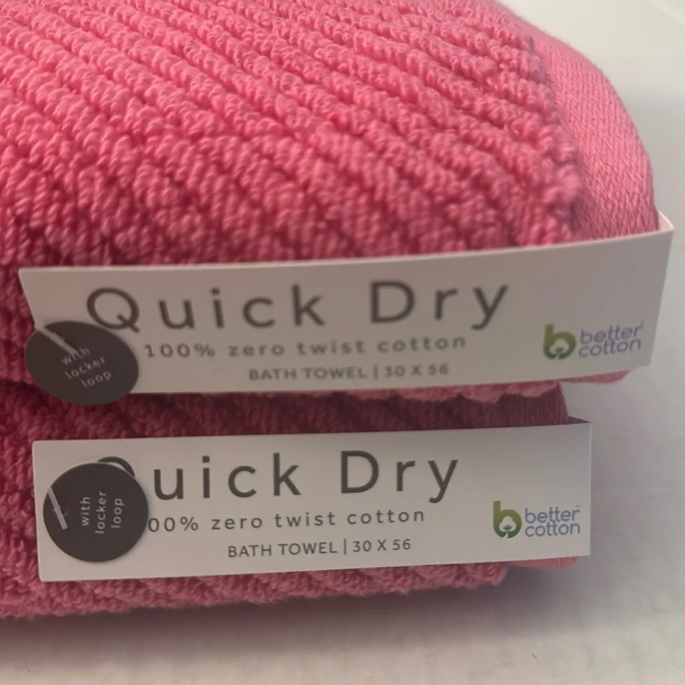 💥10pc QUICK DRY 100% Cotton Zero Twist Cotton Bath Towel Set - Shocking Pink